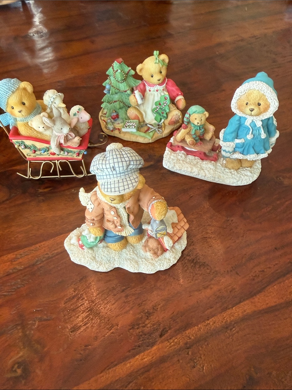 A set of four CHERISHED TEDDIES, xmas theme, Multicolor Set.